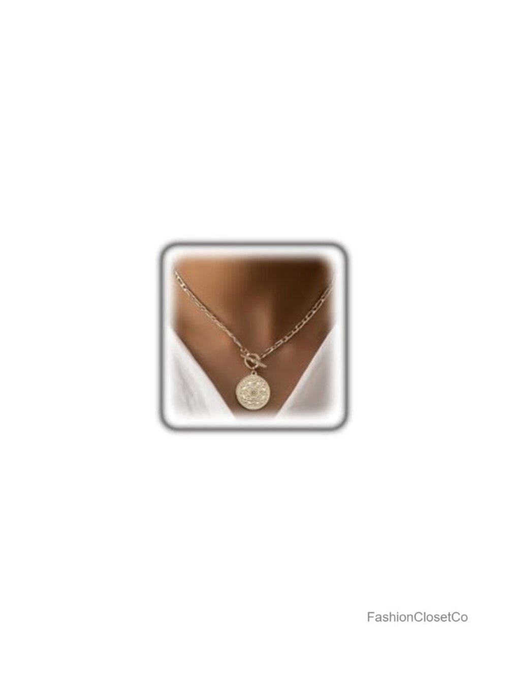 Chunky Gold Coin Necklace for Women, Sunflower Medallion Pendant, 16.5" Large